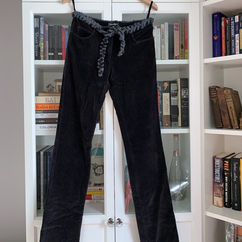Dark Blue Velvet Chanel Pants Size 34 / US 0-2